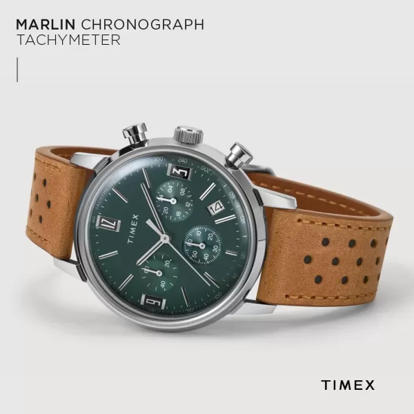 Timex Mens Marlin 40mm WatchBrownBlueStainless Steel