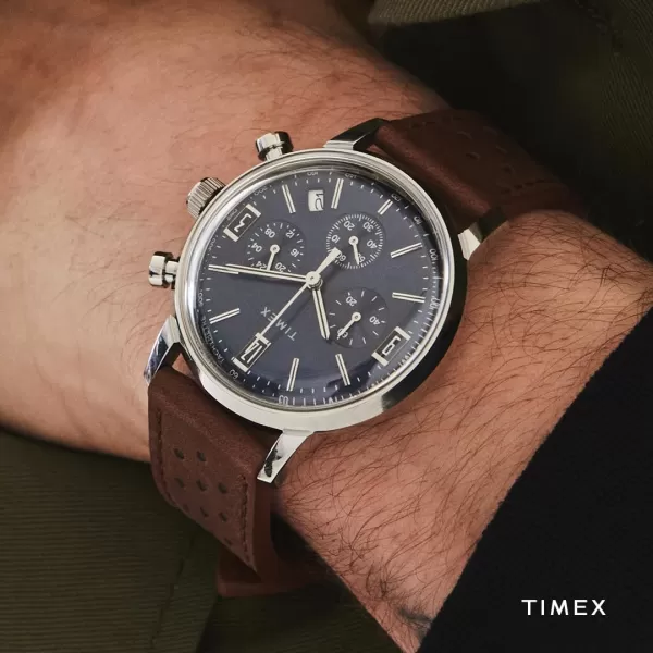 Timex Mens Marlin 40mm WatchBrownGreenStainless Steel
