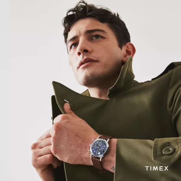 Timex Mens Marlin 40mm WatchBrownGreenStainless Steel