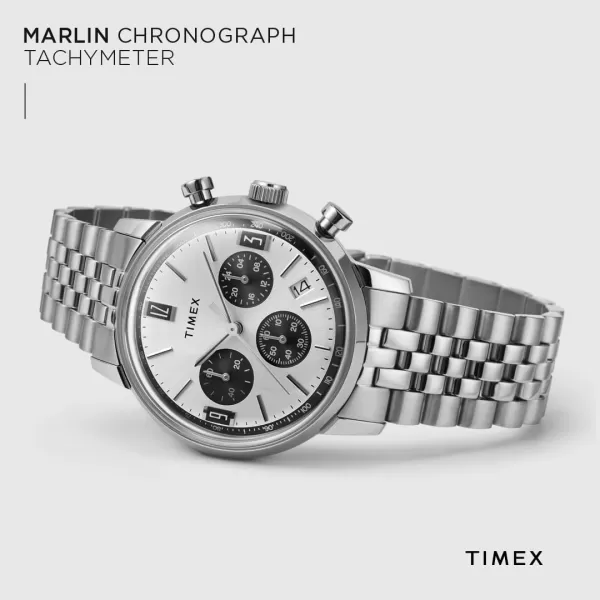 Timex Mens Marlin 40mm WatchStainless SteelSilverToneStainless Steel