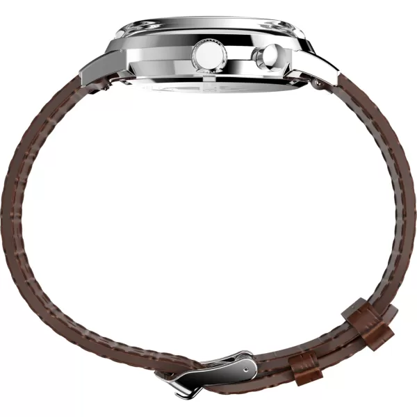 Timex Mens Marlin Moon Phase 40mm Watch  Brown Strap Rose GoldTone Dial Stainless Steel Case