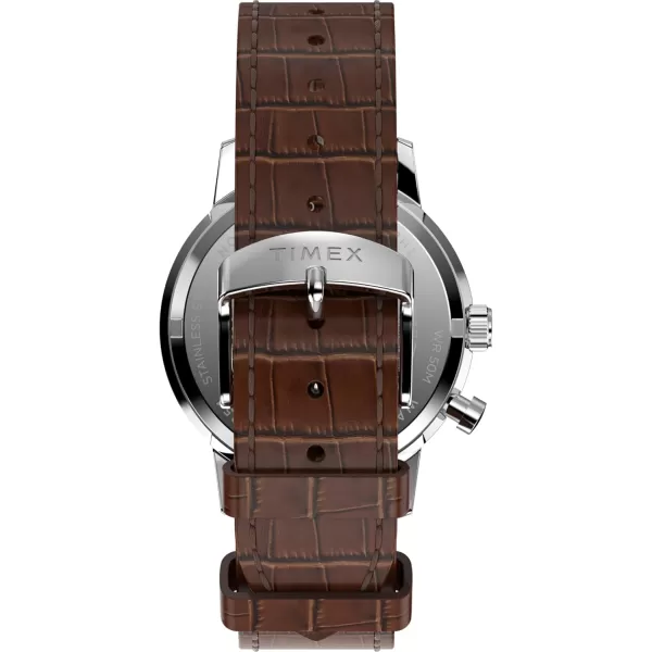 Timex Mens Marlin Moon Phase 40mm Watch  Brown Strap Rose GoldTone Dial Stainless Steel Case