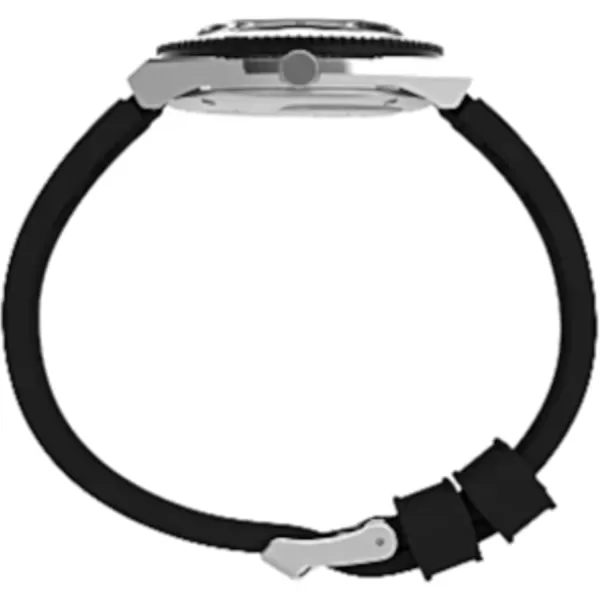 Timex Mens Q 38mm Watch  Black Dial Stainless Steel Case Black Rubber Strap