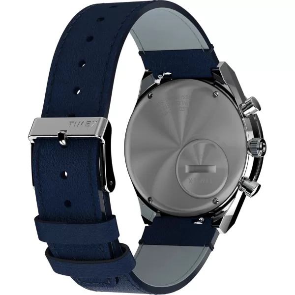 Timex Mens Q Chronograph 40mm Watch  Black Strap Black Dial Stainless Steel CaseBlackBlueStainless Steel