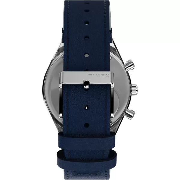 Timex Mens Q Chronograph 40mm Watch  Black Strap Black Dial Stainless Steel CaseBlackBlueStainless Steel