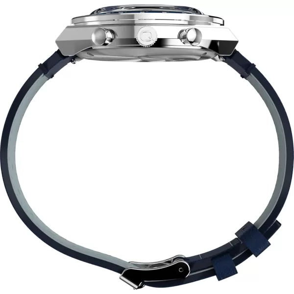 Timex Mens Q Chronograph 40mm Watch  Black Strap Black Dial Stainless Steel CaseBlackBlueStainless Steel