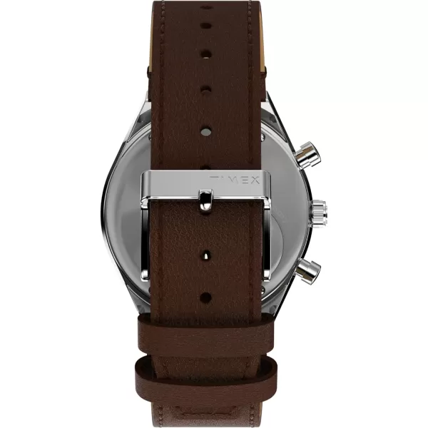 Timex Mens Q Chronograph 40mm Watch  Black Strap Black Dial Stainless Steel CaseBlackRose GoldToneStainless Steel