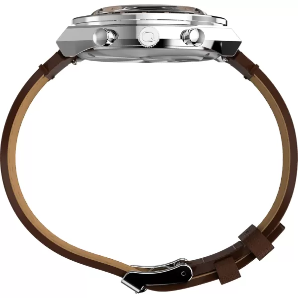 Timex Mens Q Chronograph 40mm Watch  Black Strap Black Dial Stainless Steel CaseBlackRose GoldToneStainless Steel