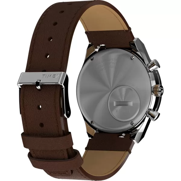 Timex Mens Q Chronograph 40mm Watch  Black Strap Black Dial Stainless Steel CaseBlackRose GoldToneStainless Steel
