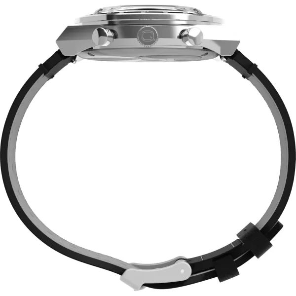 Timex Mens Q Chronograph 40mm Watch  Black Strap Black Dial Stainless Steel CaseBlackWhiteStainless Steel