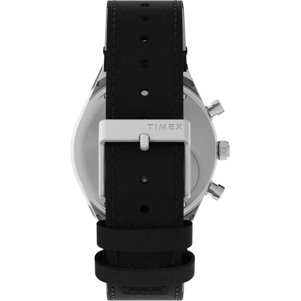 Timex Mens Q Chronograph 40mm Watch  Black Strap Black Dial Stainless Steel CaseBlackWhiteStainless Steel