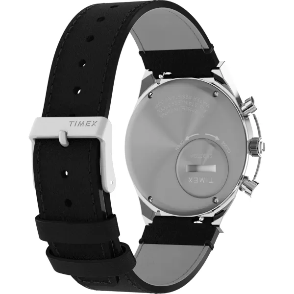 Timex Mens Q Chronograph 40mm Watch  Black Strap Black Dial Stainless Steel CaseBlackWhiteStainless Steel