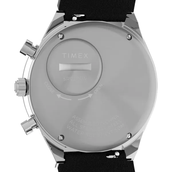 Timex Mens Q Chronograph 40mm Watch  Black Strap Black Dial Stainless Steel CaseBlackWhiteStainless Steel
