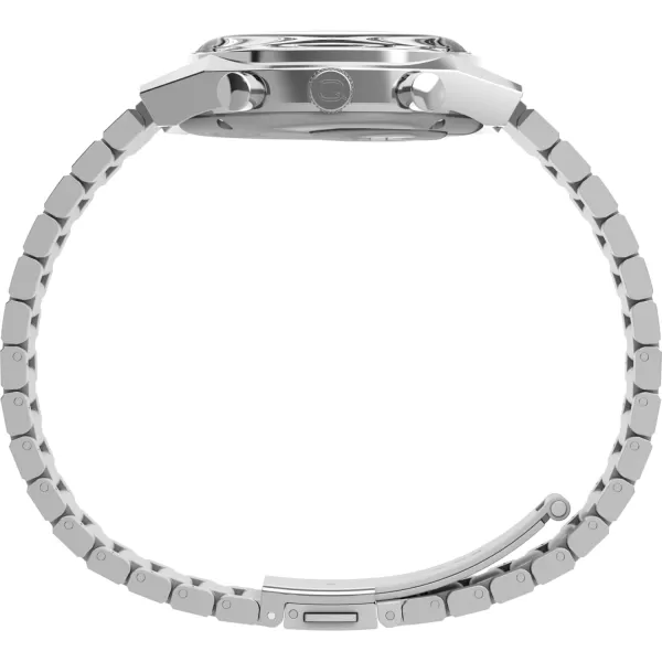 Timex Mens Q Chronograph 40mm Watch  Black Strap Black Dial Stainless Steel CaseStainless SteelBlueStainless Steelfalcon