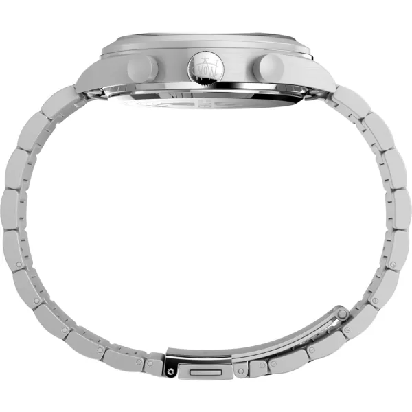 Timex Mens Waterbury Chronograph 42mm Watch  Stainless Steel Bracelet Black Dial Stainless Steel CaseStainless SteelBlackStainless Steel