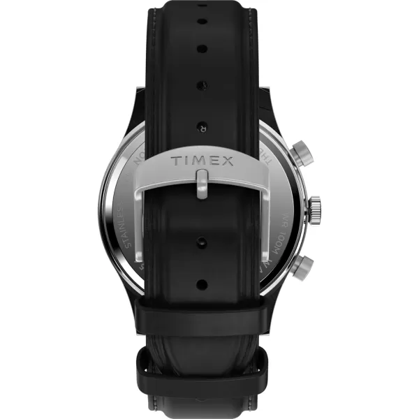 Timex Mens Waterbury Traditional 42mm Watch  Black Strap SilverTone Dial Stainless Steel CaseBlackSilverToneStainless Steel