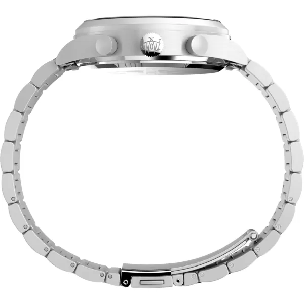 Timex Mens Waterbury Traditional 42mm Watch  Black Strap SilverTone Dial Stainless Steel CaseStainless SteelBlueStainless Steel