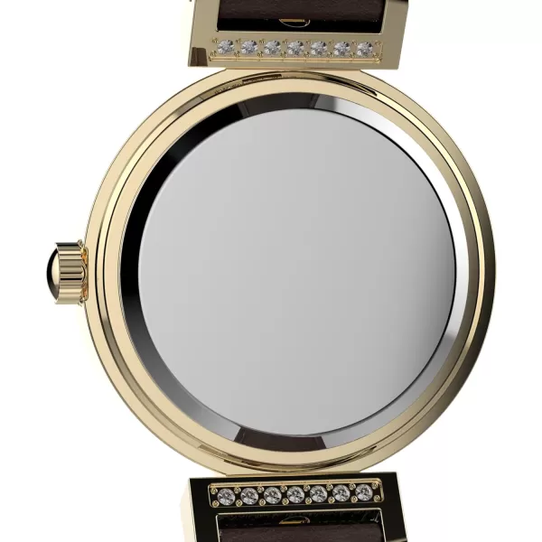 Timex Womens Dress 31mm Watch  Black Strap SilverTone Dial GoldTone CaseBlackSilverToneGoldTone