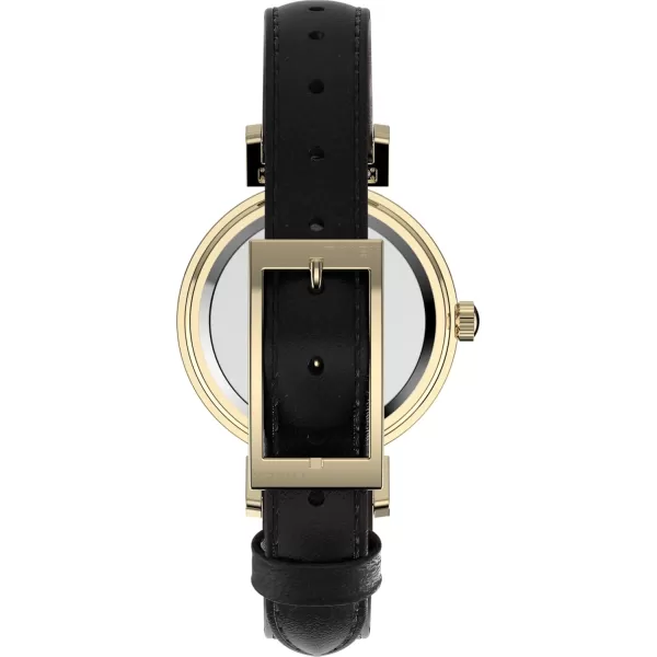 Timex Womens Dress 31mm Watch  Black Strap SilverTone Dial GoldTone CaseBlackSilverToneGoldTone