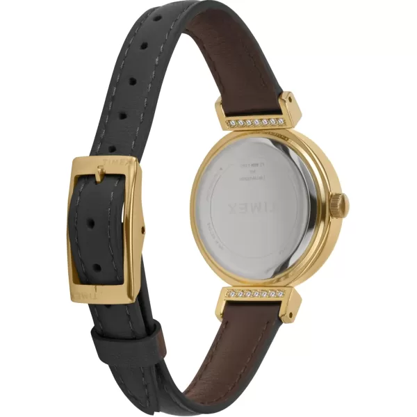 Timex Womens Dress 31mm Watch  Black Strap SilverTone Dial GoldTone CaseBlackSilverToneGoldTone