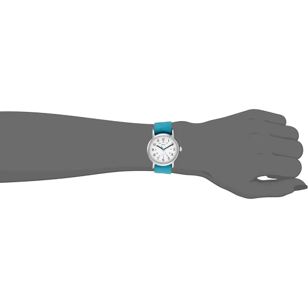 Timex Womens T2N836 Weekender Blue Nylon SlipThru Strap Watch