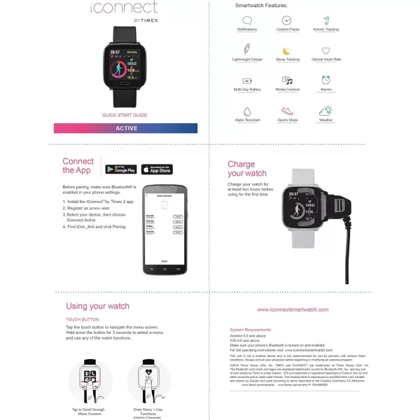 iConnect By Timex Active Smartwatch with Heart Rate Notifications and Activity TrackingBlushRose Gold