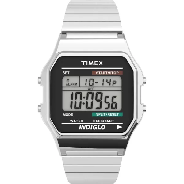 Timex Mens Classic Digital 34mm WatchSilverTone