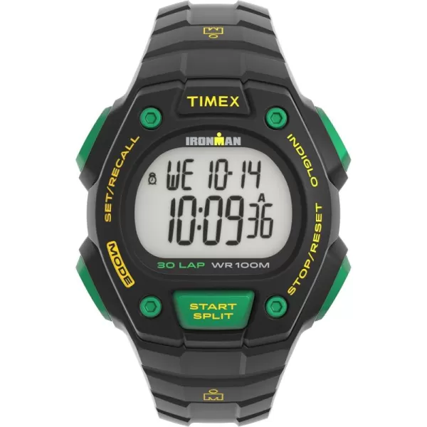 Timex Mens Ironman Classic 30 42mm WatchBlackDigitalBlackGreen
