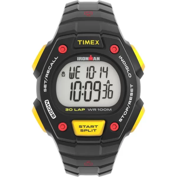 Timex Mens Ironman Classic 30 42mm WatchBlackDigitalBlackYellow