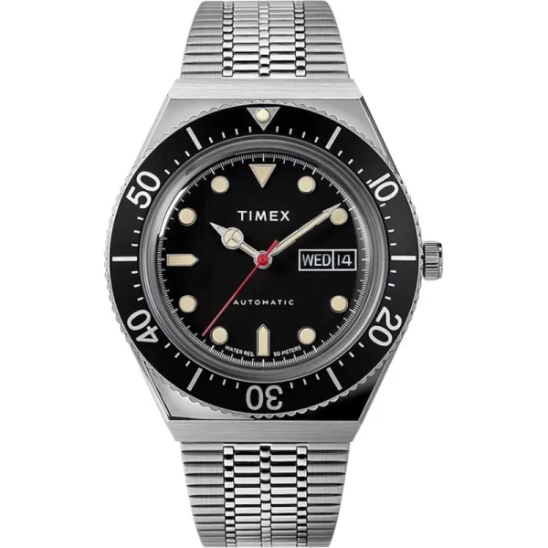 Timex Mens M79 Automatic 40mm WatchStainless SteelBlackStainless Steel
