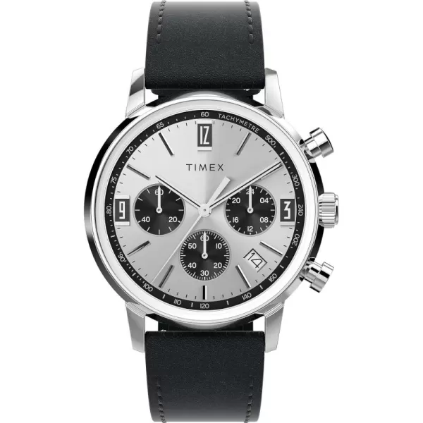 Timex Mens Marlin 40mm WatchBlackSilverToneStainless Steel