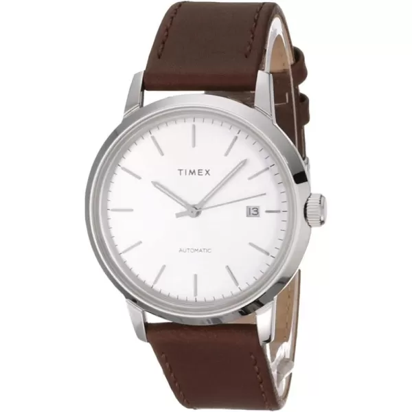 Timex Mens Marlin 40mm WatchBrownSilverToneStainless Steel