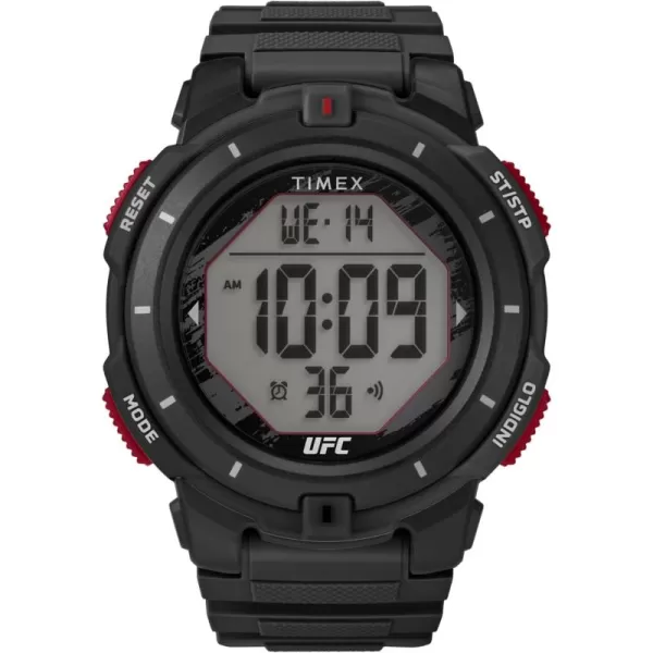 Timex Mens UFC Rumble 50mm Watch  Black Strap Digital Dial Black CaseBlackDigitalBlack