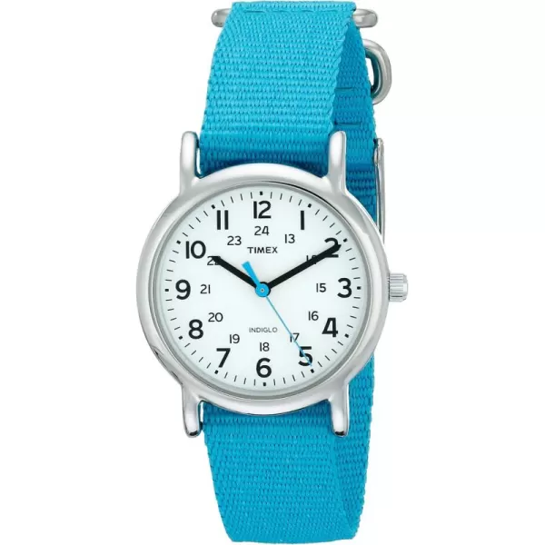 Timex Womens T2N836 Weekender Blue Nylon SlipThru Strap Watch