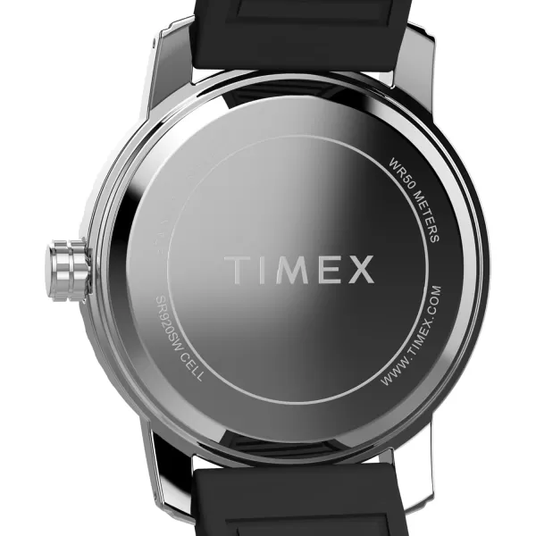 Timex Mens Dress 41mm Watch  Blue Strap Blue Dial Stainless Steel CaseBlackBlackStainless Steel