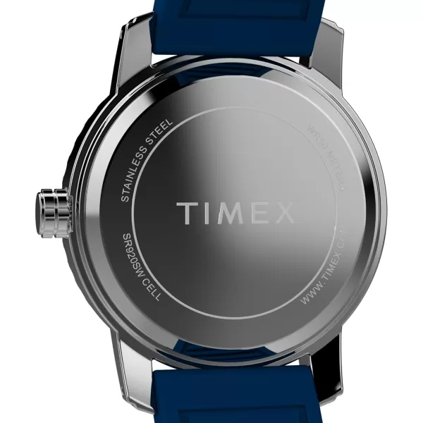 Timex Mens Dress 41mm Watch  Blue Strap Blue Dial Stainless Steel CaseBlueBlueStainless Steel