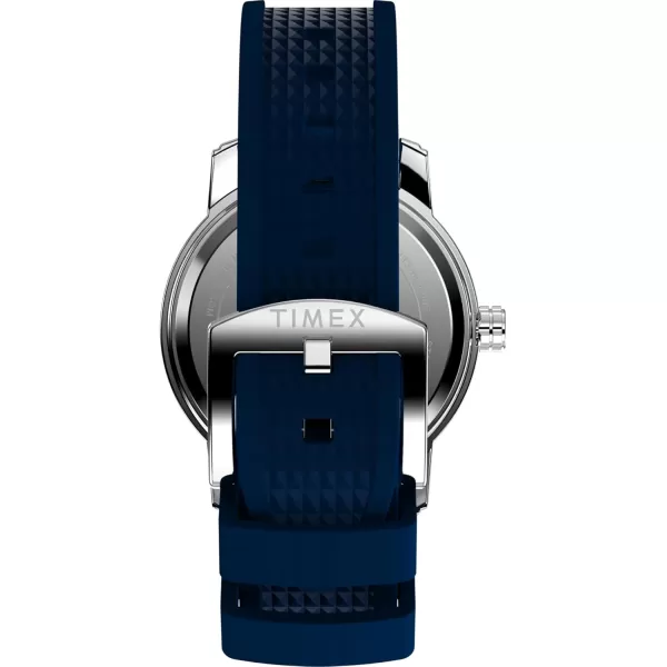 Timex Mens Dress 41mm Watch  Blue Strap Blue Dial Stainless Steel CaseBlueBlueStainless Steel