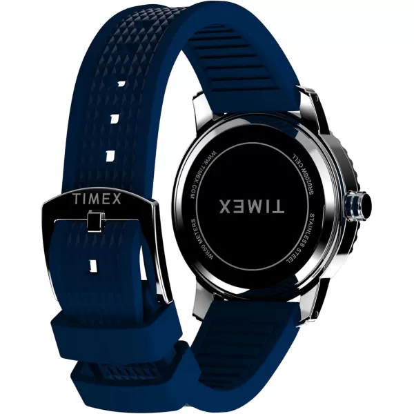 Timex Mens Dress 41mm Watch  Blue Strap Blue Dial Stainless Steel CaseBlueBlueStainless Steel