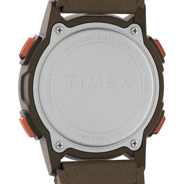 Timex Mens Expedition CAT5 41mm Watch  Green Strap Digital Dial Green CaseBrownDigitalBrown