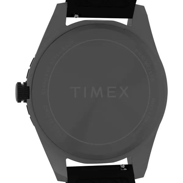 Timex Mens Expedition Field Solar 43mm Watch  Tan Strap Black Dial IP Steel CaseBlackBlackIP Steel