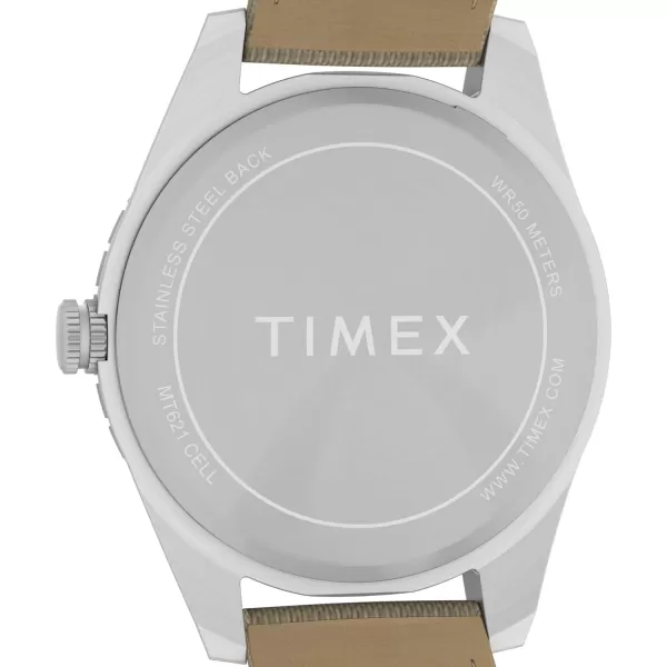 Timex Mens Expedition Field Solar 43mm Watch  Tan Strap Black Dial IP Steel CaseTanBlackIP Steel