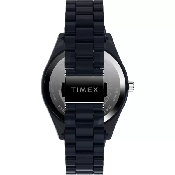 Timex Mens Legacy Ocean 42mm Watch  Black Bracelet Black Dial Black CaseBlueBlueBlue