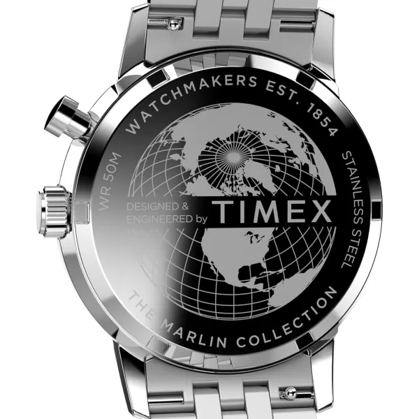 Timex Mens Marlin Moon Phase 40mm Watch  Stainless Steel Bracelet Blue Dial Stainless Steel Case