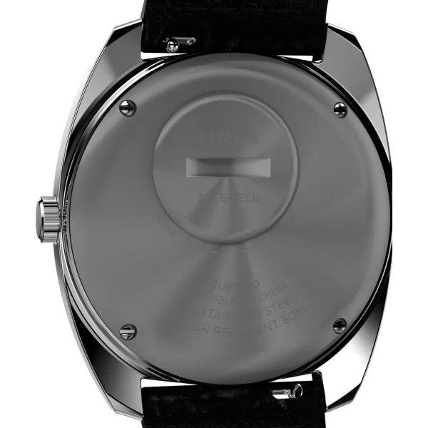 Timex Mens Q 1978 DayDate 37mm Watch  Black Strap Green Dial Stainless Steel Case