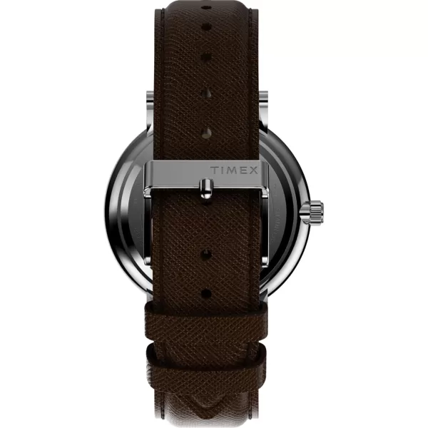 Timex Mens Southview 41mm Watch  Brown Strap Black Dial SilverTone Case