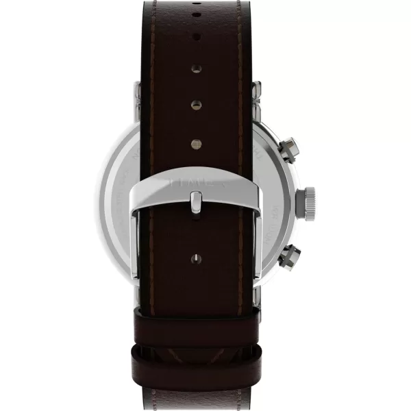Timex Mens Waterbury Standard 43mm Watch  Brown Strap Rose GoldTone Dial SilverTone CaseBrownRose GoldToneSilverTone