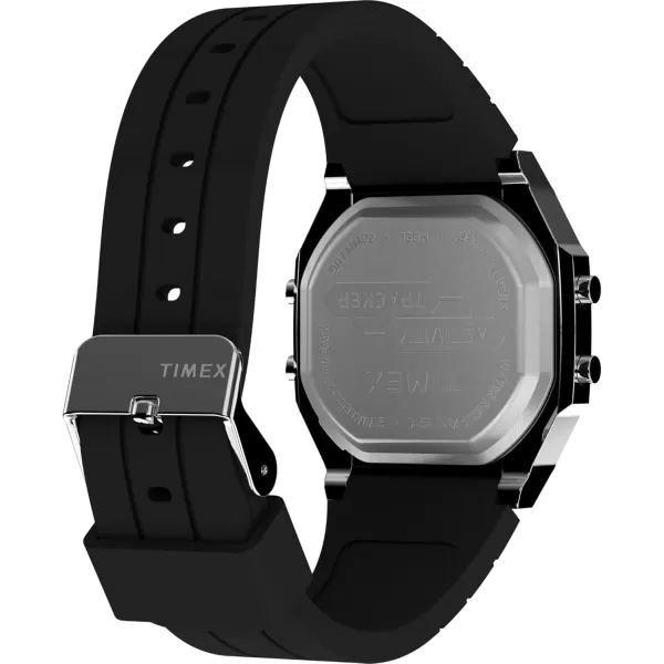 Timex Unisex Activity Tracker 40mm Watch  Red Strap Digital Dial SilverTone Case
