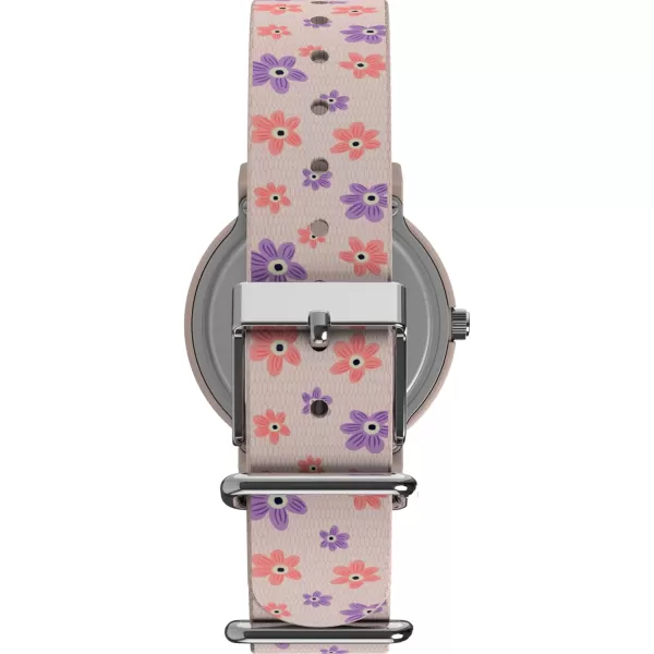 Timex Unisex Peanuts Floral 34mm Watch  Pink Strap White Dial Pink CasePinkWhitePink