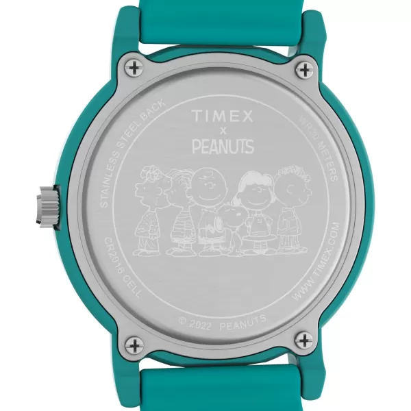 Timex Unisex Peanuts Just Beachy 36mm Watch  Blue Strap White Dial Blue CaseGreenWhiteGreen