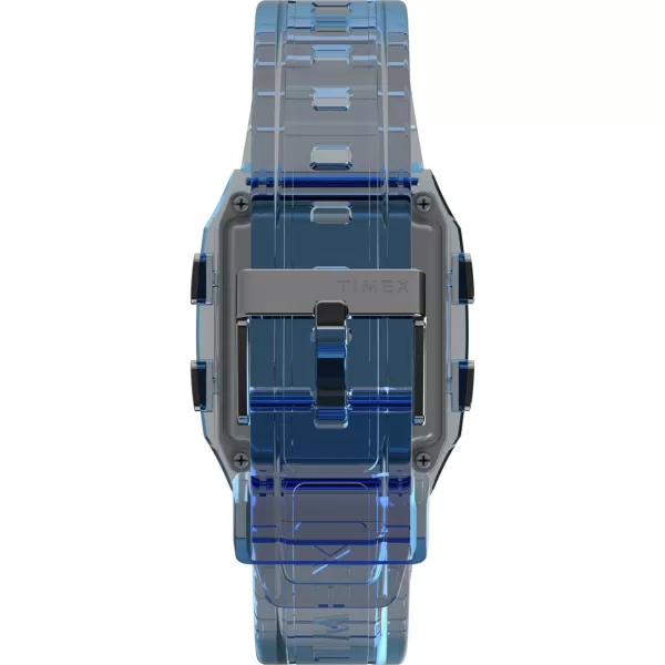 Timex Unisex Q LCA 35mm Watch  Gray Strap Digital Dial Gray CaseBlueDigitalBlue